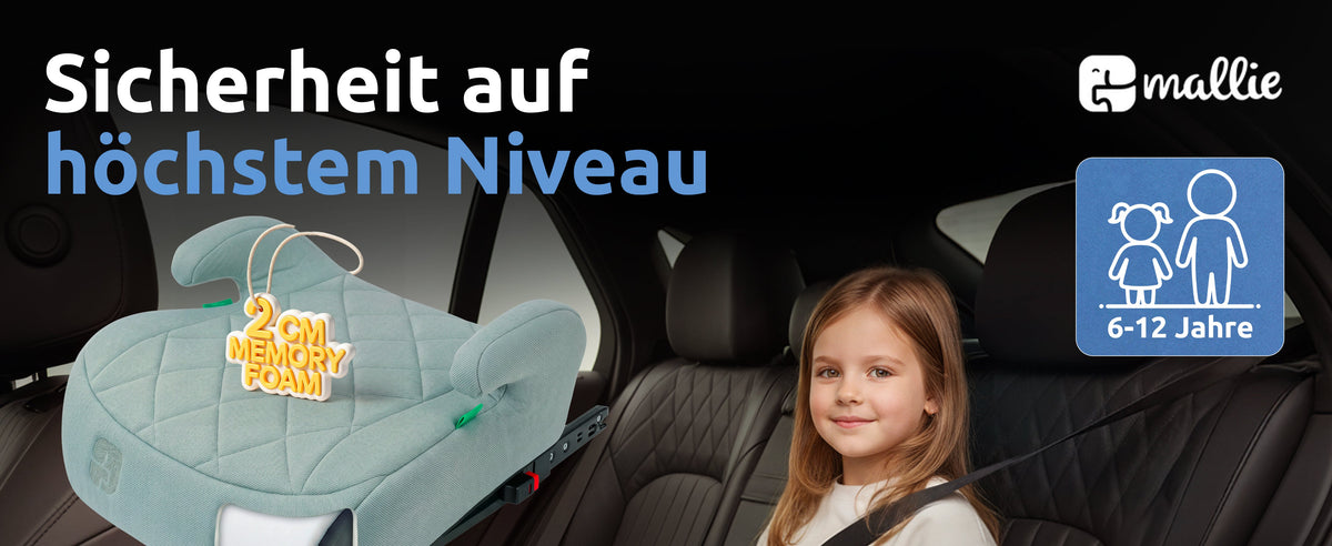 Mallie Booster Kindersitz mit Isofix, Sicherheit auf höchstem Niveau mit 2 cm Memory Foam