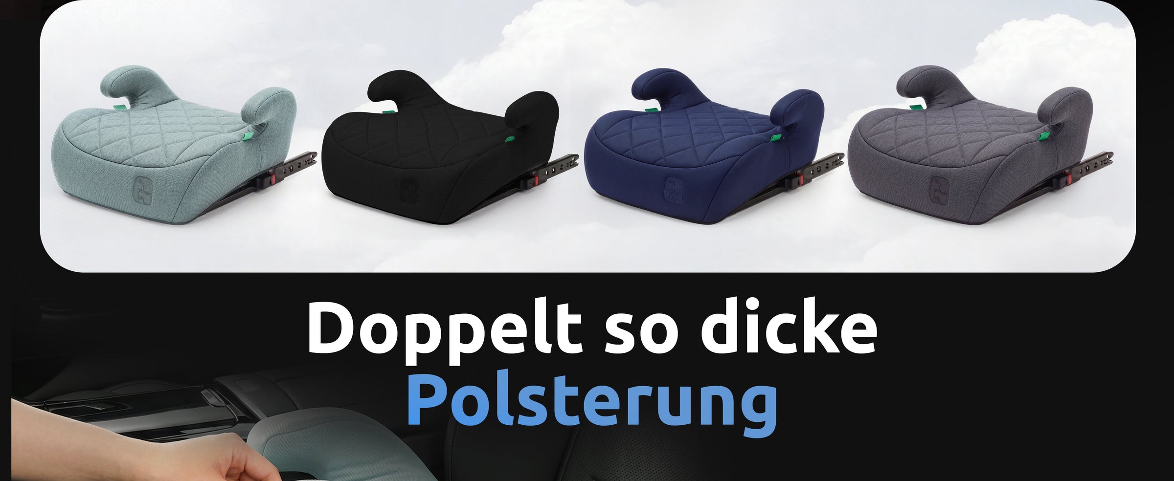 Mallie Booster Kindersitz mit Isofix, Doppelt so dicke Polsterung in vier Farben