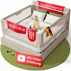 Mallie Bettgitter Set 160×200 (3 Seiten) für Boxspringbetten mit Baby