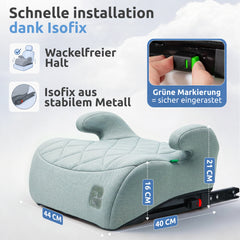 Mallie Booster Sitzerhöhung mit Isofix, stabile Metall Konnektoren mit grüner Einrast Anzeige 