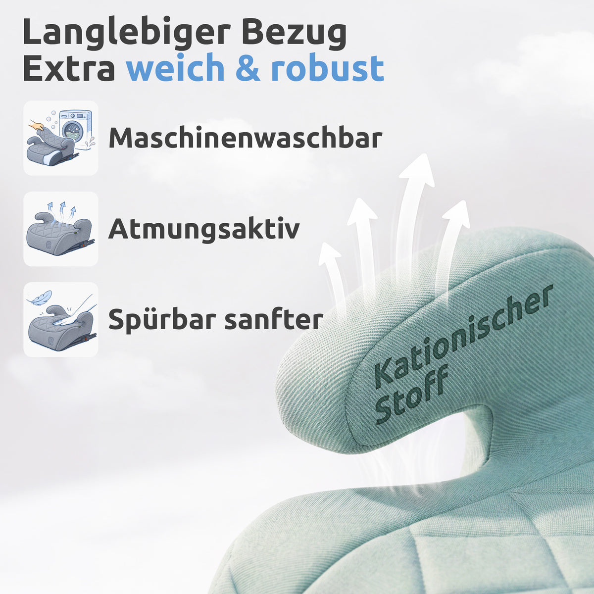Mallie Booster mit Isofix, waschbarer Bezug aus atmungsaktivem Stoff 