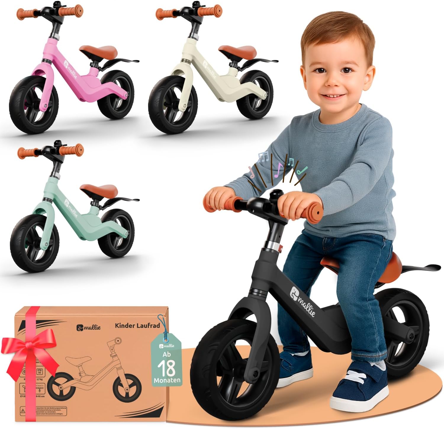 Mallie Kinderlaufrad Schwarz, Amazon-Bild 1 _