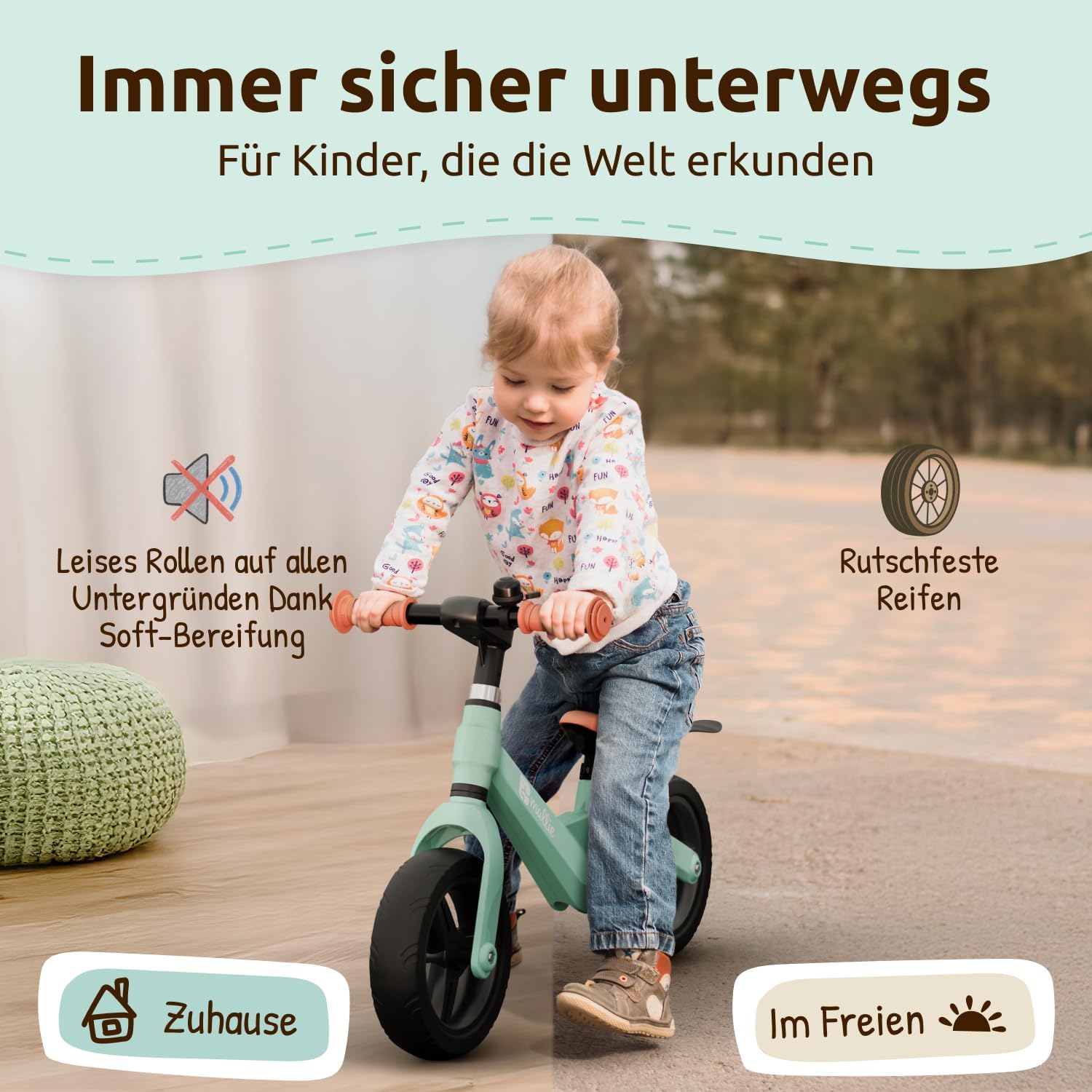 Mallie Kinderlaufrad Grün, Amazon-Bild 6 _