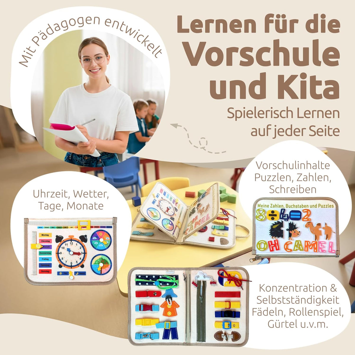 Mallie Busy Board Beige, Amazon-Bild 4 _