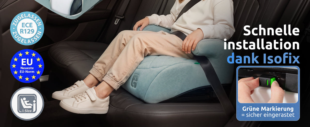 Mallie Booster Kindersitz mit Isofix, Installation und Zulassung ECE R129 i-Size