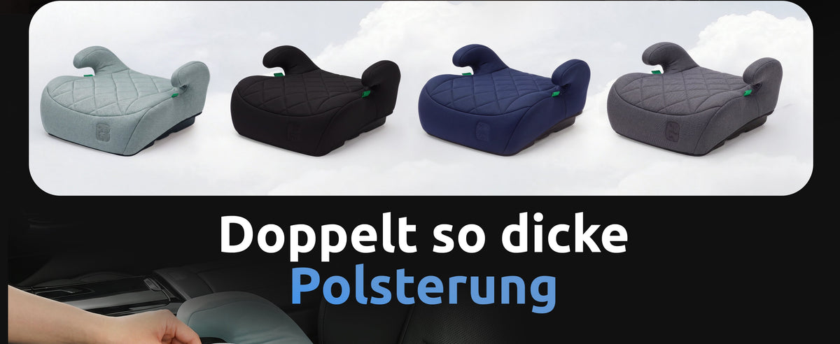 Mallie Booster Kindersitz ohne Isofix, Doppelt so dicke Polsterung in vier Farben