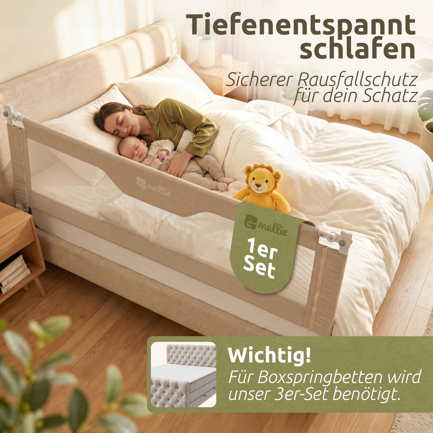Tiefenentspannt schlafen mit dem Mallie Bettgitter