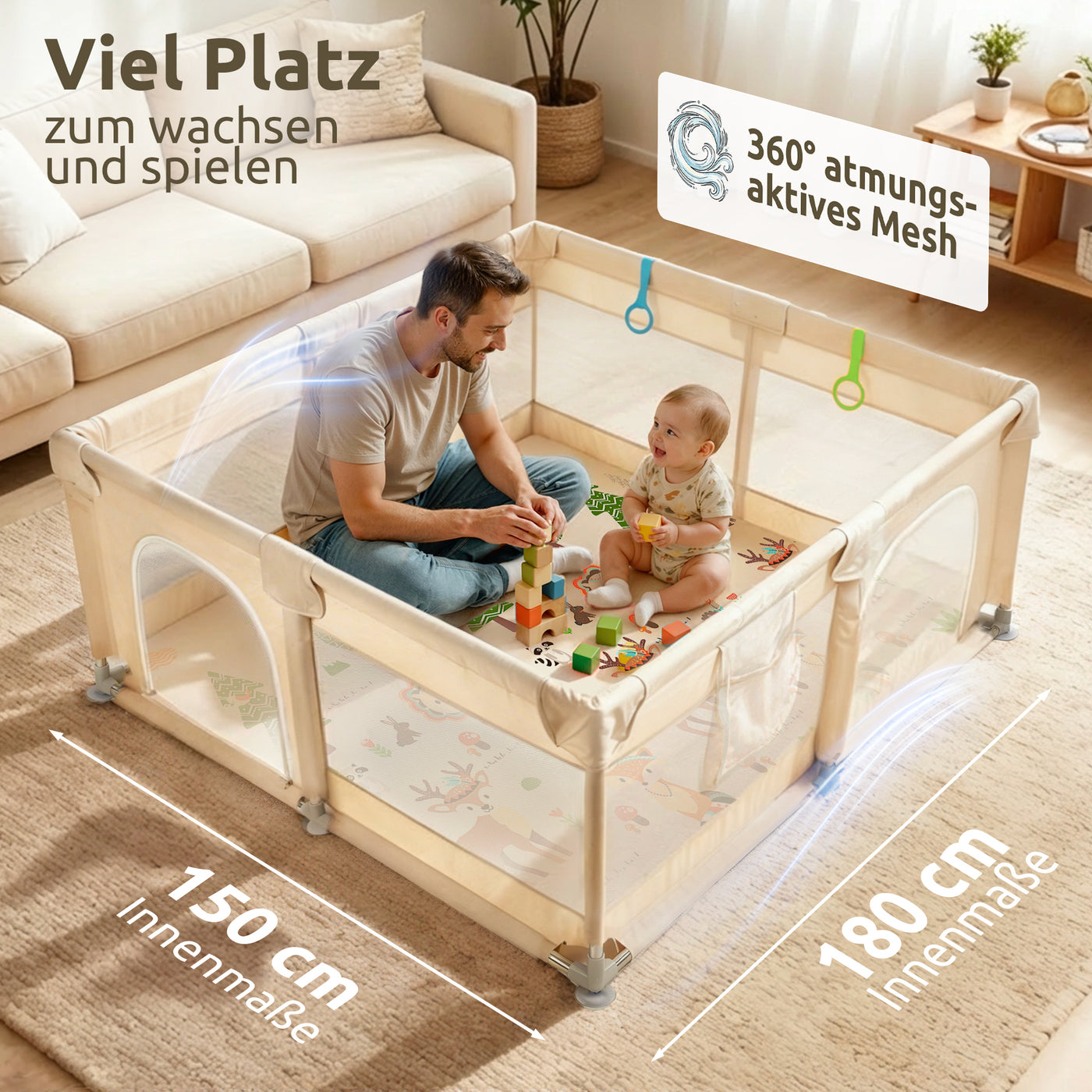 Mallie Laufstall Ausstattung und Groessen